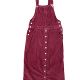 Levis Womens Burgundy Cotton Corduroy Button-Front Overall Midi Dress Size M