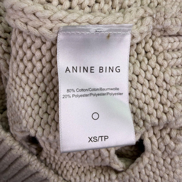 Anine Bing Women Beige Cotton/Polyester Sweater Vest Sleeveless Cable Knit Sz XS