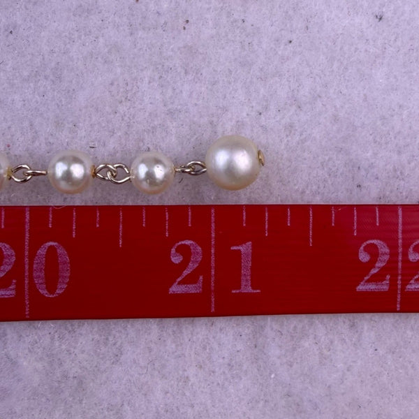 Japan Womens Gold/White Beaded Triple-Strand Necklace Assorted Beads Adjustable