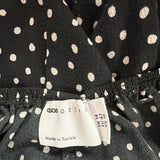 Asos Womens Black White Polka Dot Short-Sleeve Smocked Mini Dress Size 10