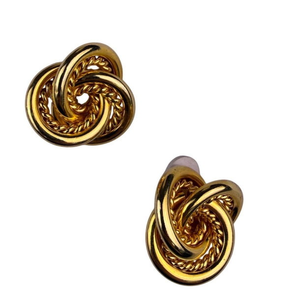 Gold Tone Womens Clip-On Knot Earrings Woven Design Round Fashion Jewelry