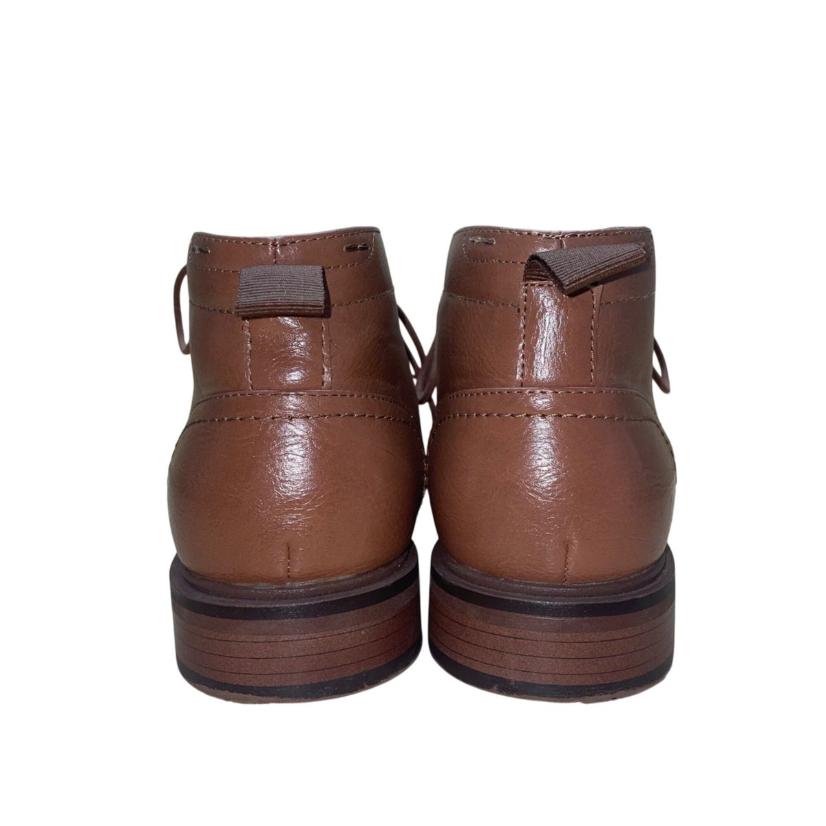Sonoma Men’s Cognac Brown Faux Leather Lace-Up Ortholite Aaron Ankle Boots Sz 8M
