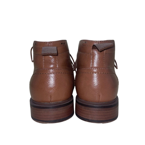 Sonoma Men’s Cognac Brown Faux Leather Lace-Up Ortholite Aaron Ankle Boots Sz 8M