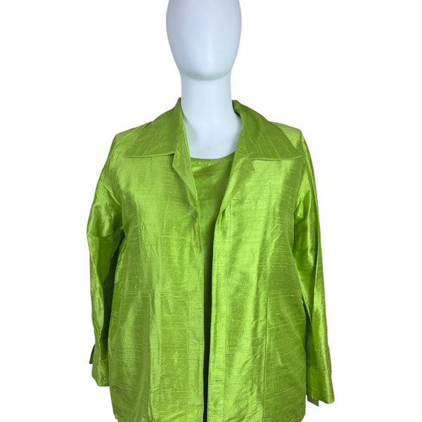 Caroline Rose Green Women’s Silk Tank Top & Jacket Two-Piece Outfit Sz 1X