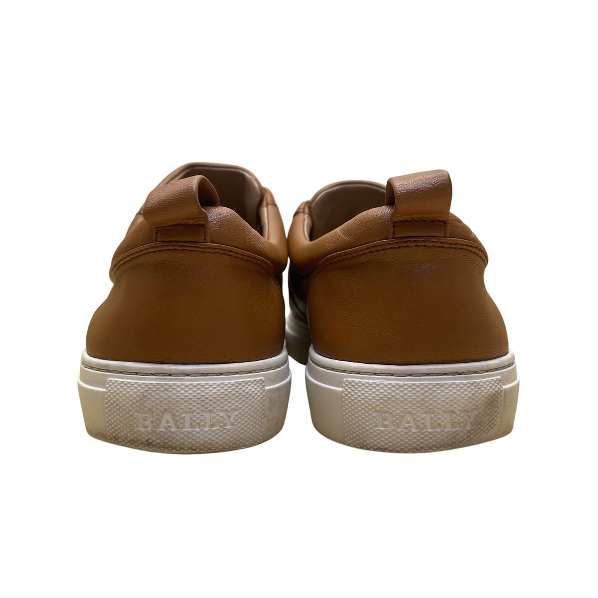 Bally Men’s Brown Leather White & Red Stripe Low-Top Casual Sneakers Size US10.5