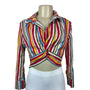 Vintage 90s Harmony Women's Vibrant Multicolored Stripes Pattern Top Sz- L