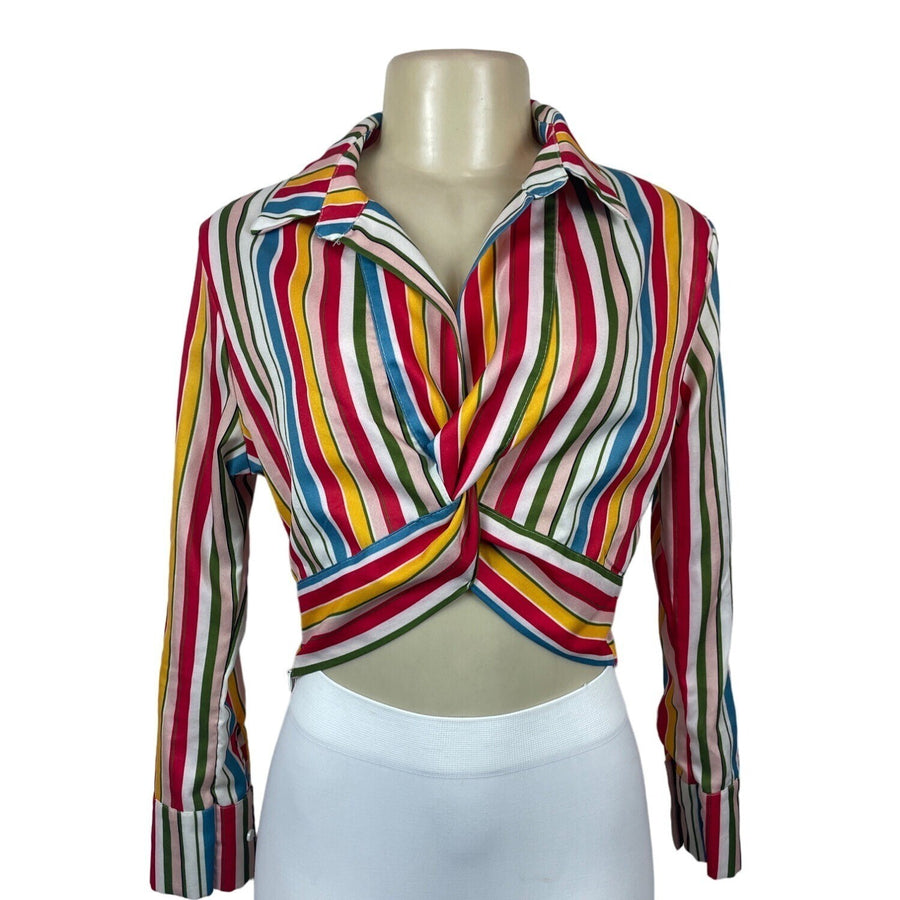 Vintage 90s Harmony Women's Vibrant Multicolored Stripes Pattern Top Sz- L