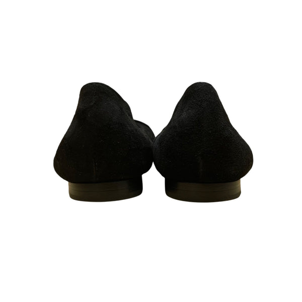Attilio Giusti Leombruni Women’s Black Suede & Patent Cap Toe Flats Size 39