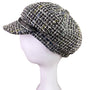 Nine West Womens Black Wool Newsboy Cap Button Tweed OS