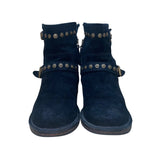 UGG Women’s Black Suede Studded Fabrizia Mid-Calf Biker Boots Size 7