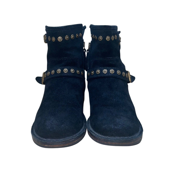 UGG Women’s Black Suede Studded Fabrizia Mid-Calf Biker Boots Size 7