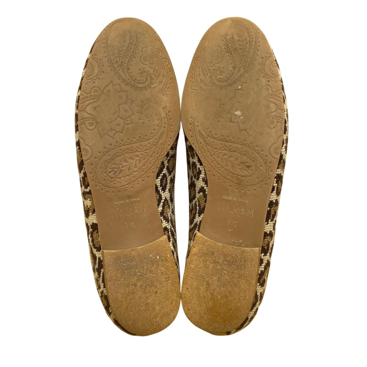 Jon Josef Women’s Brown Leopard Print Needlepoint Loafers Size 7.5