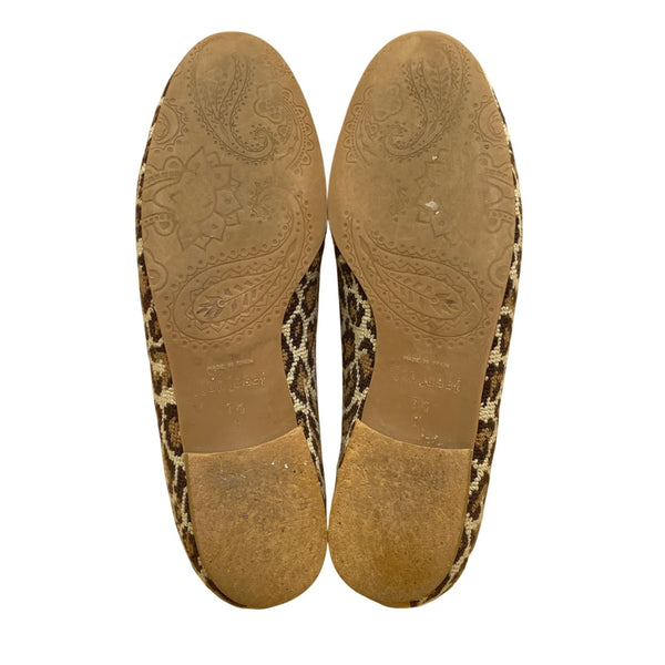 Jon Josef Women’s Brown Leopard Print Needlepoint Loafers Size 7.5