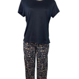 Muk Luks 3-Piece Black Open Cardigan T-Shirt & Floral Pant Lounge Set Sz S - New