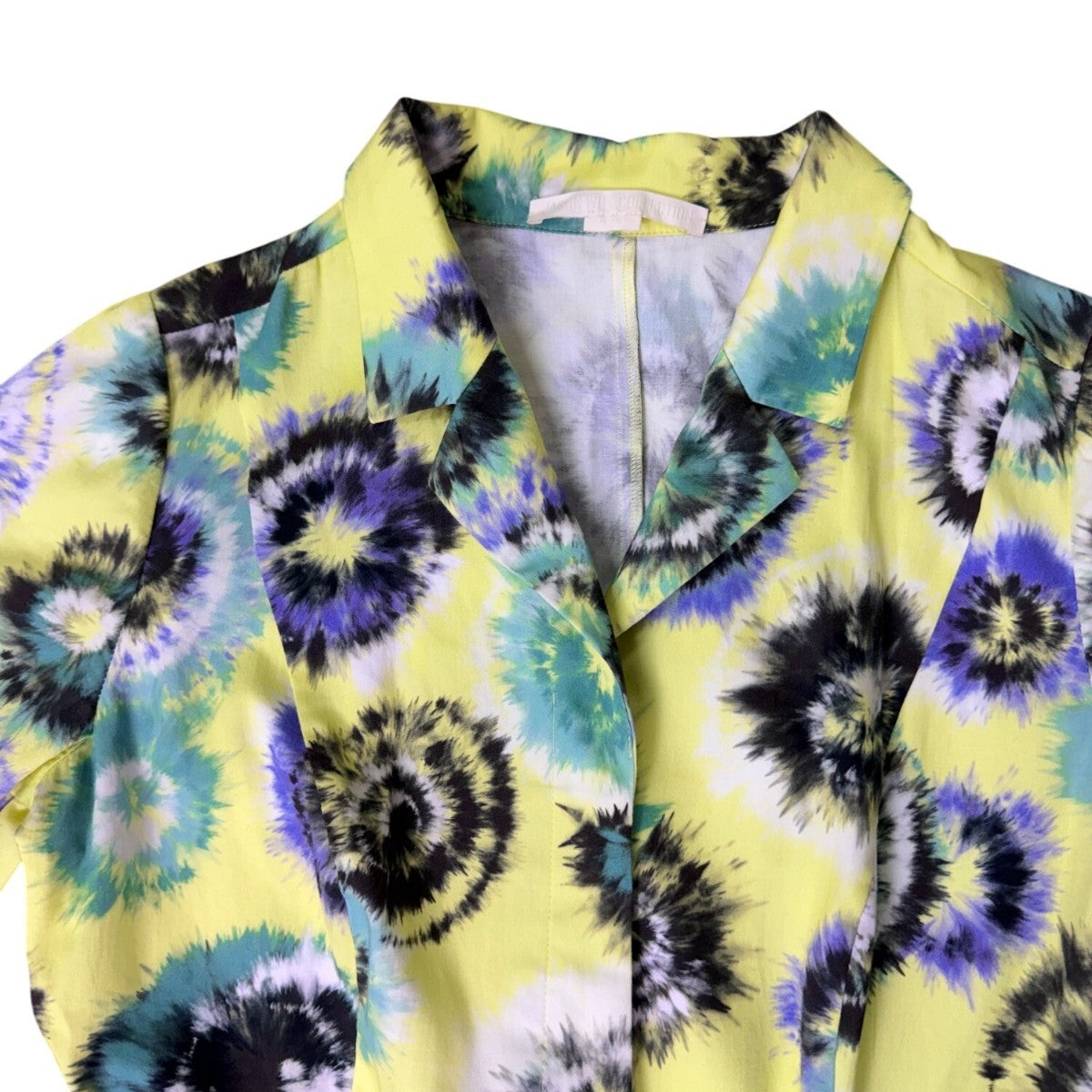 Jason Wu Womens Yellow & Multicolor Midi Dress Tie-Dye Print Short Sleeve Sz 8