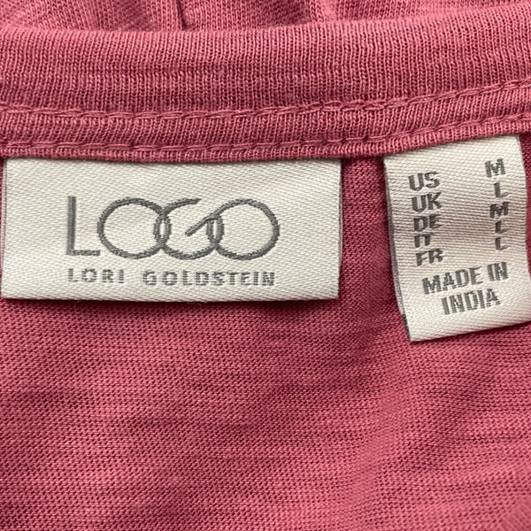 Lori Goldstein LOGO Womens Pink Long-Sleeve Ruffle Hem Tunic Size M