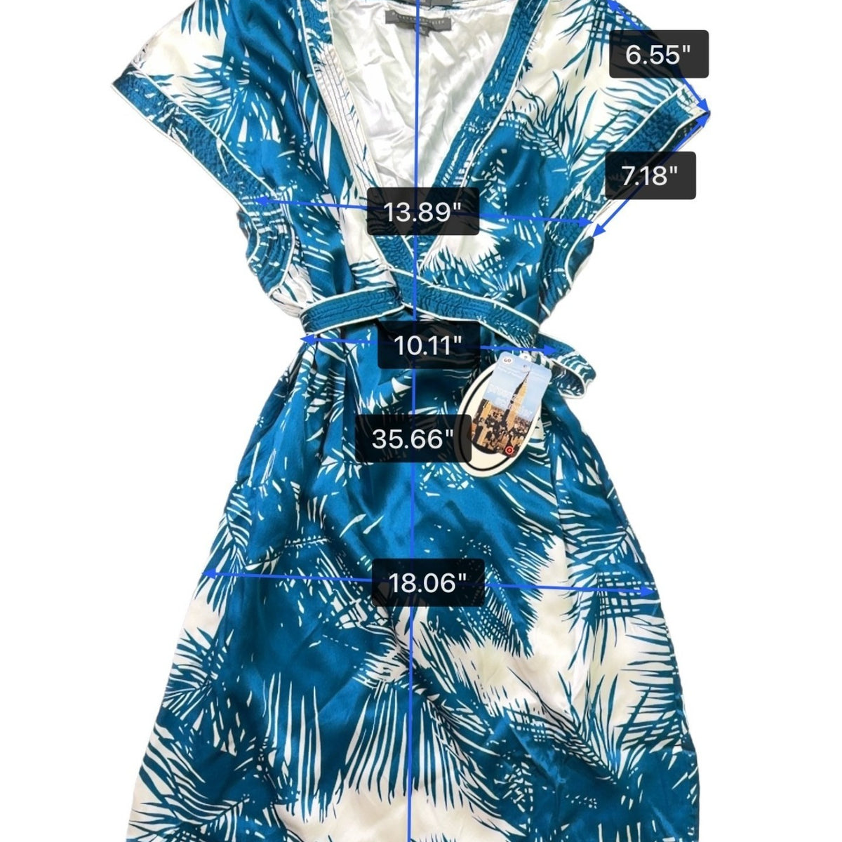 Proenza Schouler Womens Blue & White Silk Wrap Dress Tropical Print Size XL