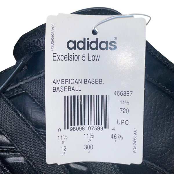 Adidas Men’s Black & White Low-Top Excelsior 5 American Baseball Cleats Size 12