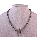Silver Tone Womens Chain Necklace Toggle Clasp Silver-Plated Jewelry