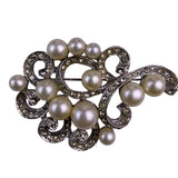 Marvella Women’s Silver Tone Faux Pearl & Rhinestone Brooch & Earrings Set