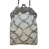 Special Occasions Women’s White Beaded Vintage-Style Chain Strap Evening Bag