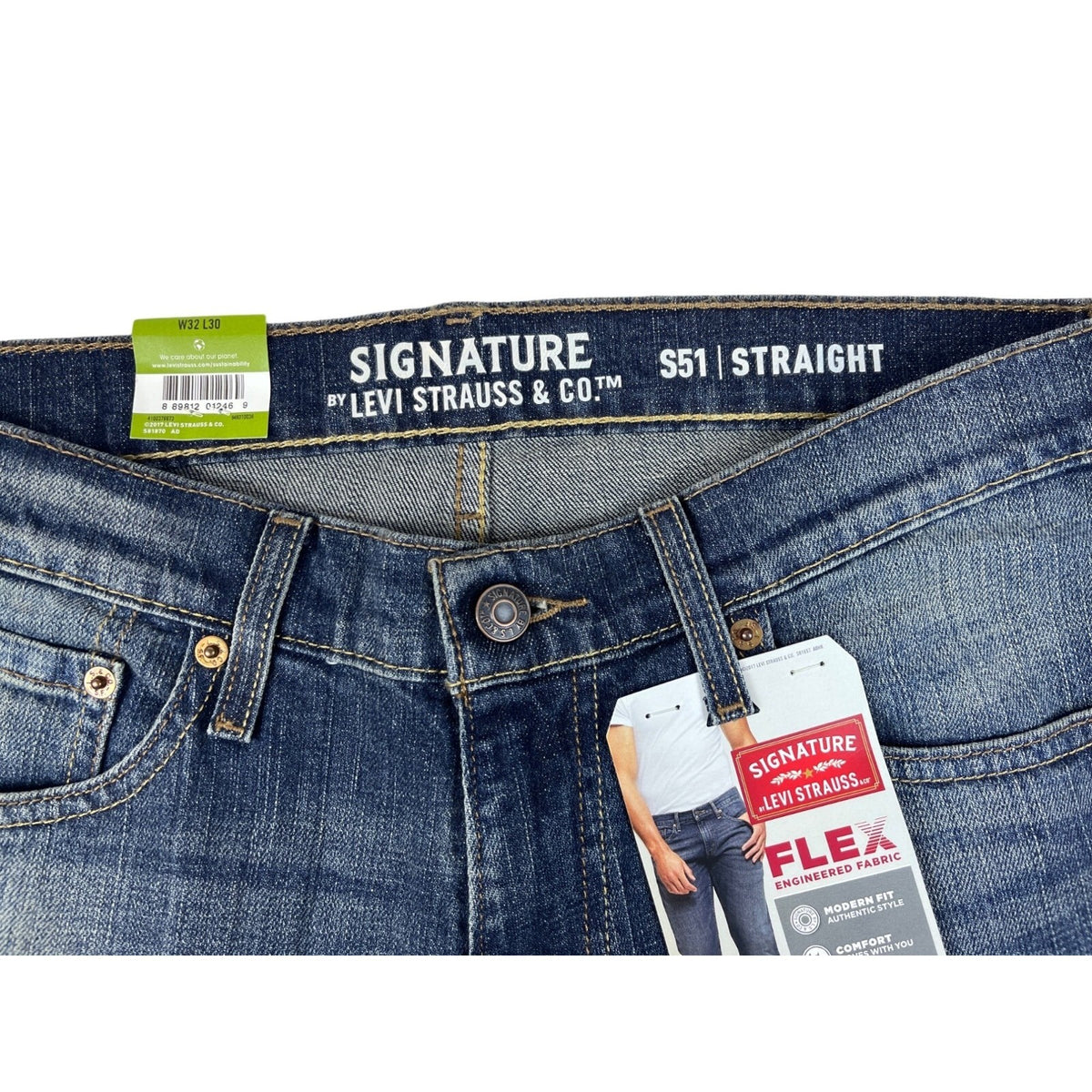 Signature by Levi Men's Flex Straight Blue Jeans Sz 32X30 - NWT