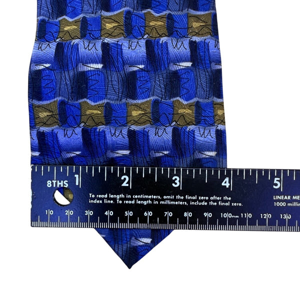 J. Garcia Mens Blue 100% Silk Geometric Pattern Necktie