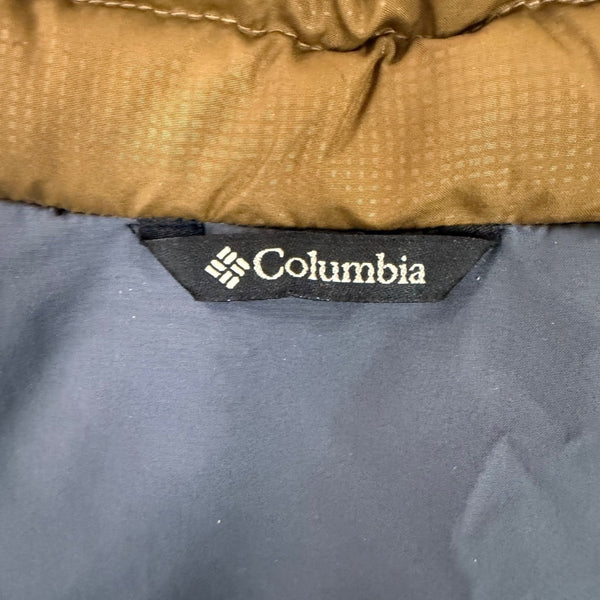 Columbia Mens Blue & Brown Puffer Vest Winter Outerwear Quilted Zip-Up Size L