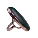 Sterling Silver Womens Green Malachite Oval Gemstone Ring Handmade Jewelry