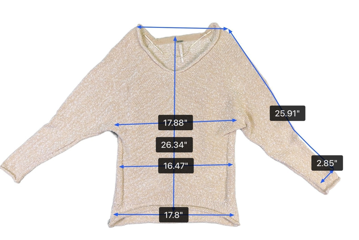 Free People Womens Beige Lightweight Knit Sweater Top Relaxed Fit  Sz XS