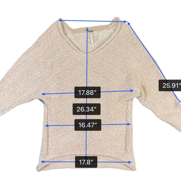 Free People Womens Beige Lightweight Knit Sweater Top Relaxed Fit  Sz XS