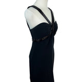 Black Cocktail Dress With Beaded Straps & Back Zipper Size 4