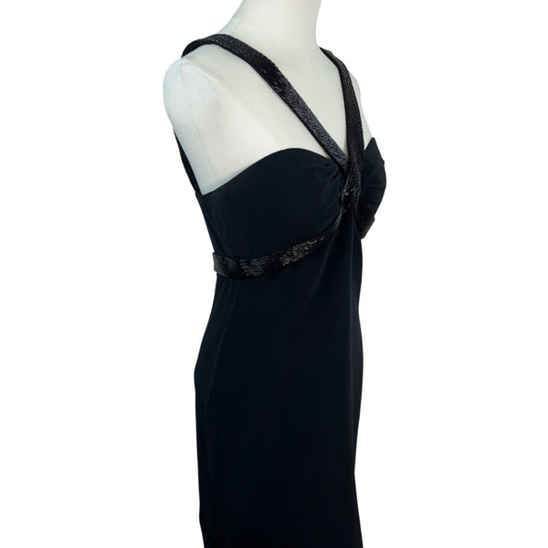 Black Cocktail Dress With Beaded Straps & Back Zipper Size 4