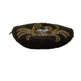 Handmade Women’s Metallic Black & Gold Beaded Crab Zipper Pouch