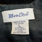 Marie Ellyse Womens Black Sequin & Gold Embellished Silk Cropped Jacket Size L