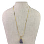 Gold Electroplated Womens Purple Amethyst Geode Pendant Necklace