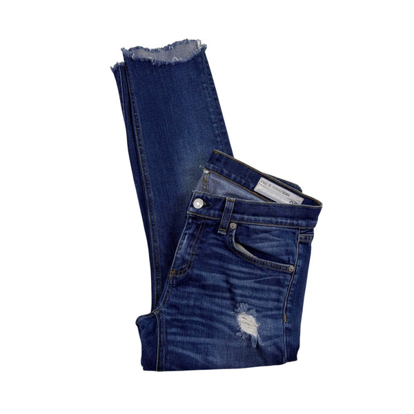 Rag & Bone Womens Blue Cotton Denim Distressed Frayed Hem Jeans Stretch Size 26