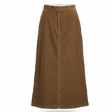 L.L.Bean Womens Brown Cotton & Tencel Corduroy A-Line Maxi Skirt Size 6 R