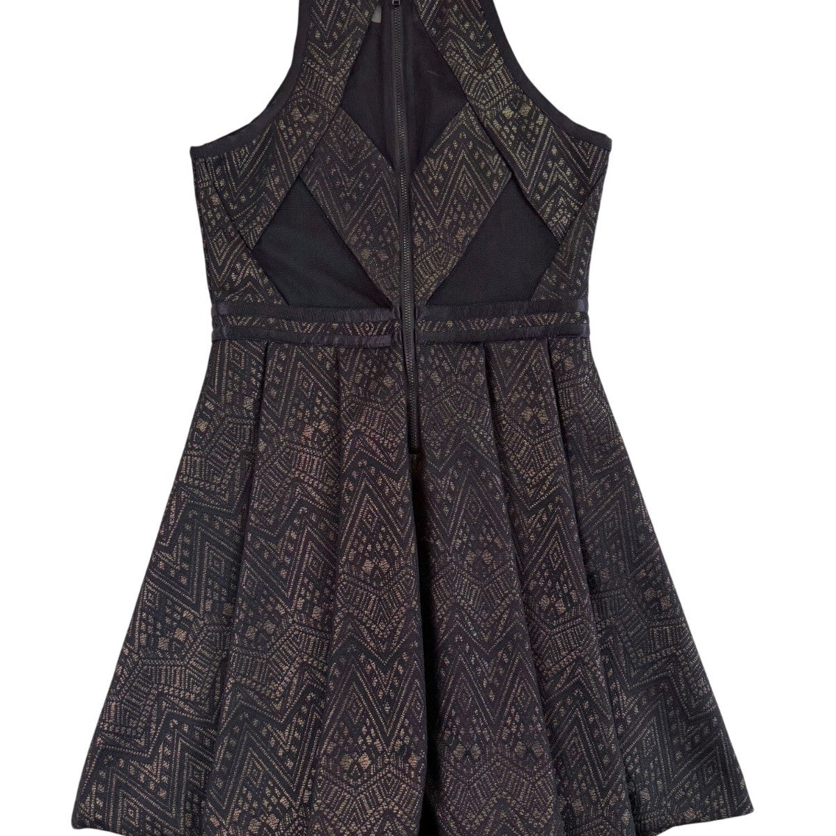 Parker Womens Black  Chevron Fit & Flare Sleeveless Dress Size S