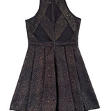 Parker Womens Black  Chevron Fit & Flare Sleeveless Dress Size S