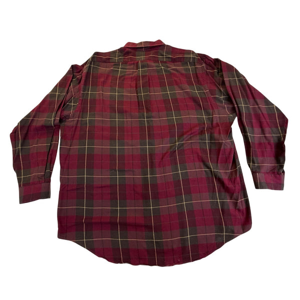 Ralph Lauren Red Plaid Cotton Button-Down Shirt Long Sleeve Classic Fit Sz XL