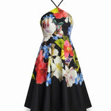 Ted Baker Womens Black Floral Halter Neck Midi Dress Size Size 2