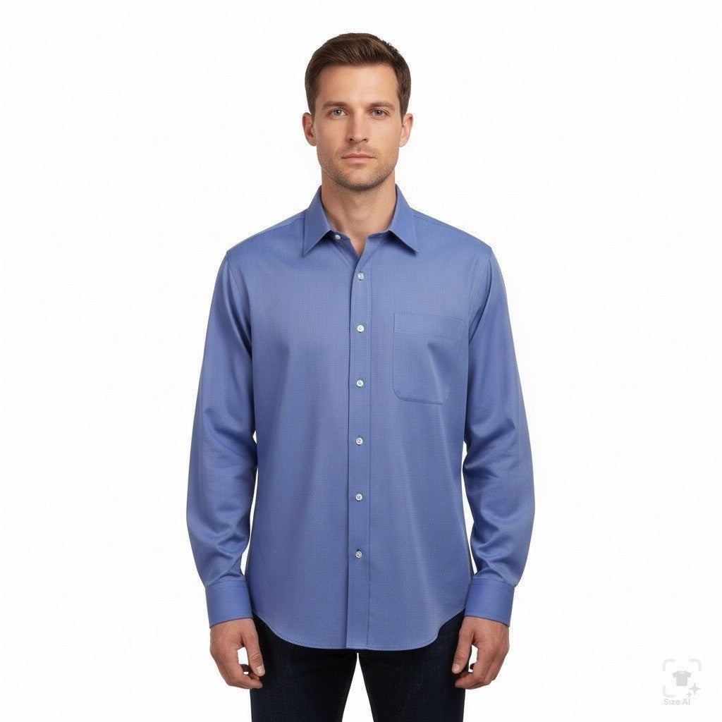 Nordstrom Mens Blue Cotton Long Sleeve Button-Up Shirt Size 15 1/2-33 Slim Fit
