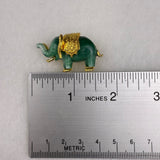 Faux Jade Green & Gold Tone Elephant Brooch Pin Vintage Jewelry Figurine Elegant