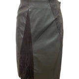 Catherine Malandrino Faux Leather & Suede Paneled Skirt Side Zipper Sz 10 - New