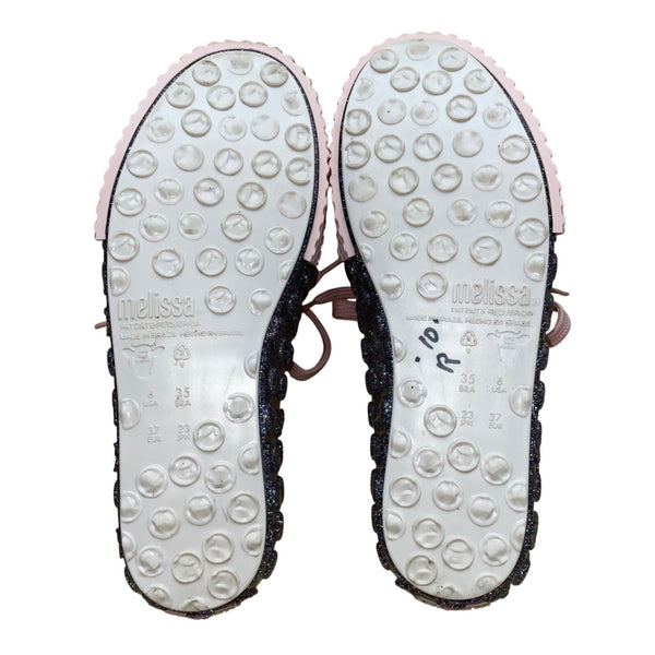 Melissa Kids Purple & Pink Glitter Lace-Up Cap Toe Sneakers Size 6US