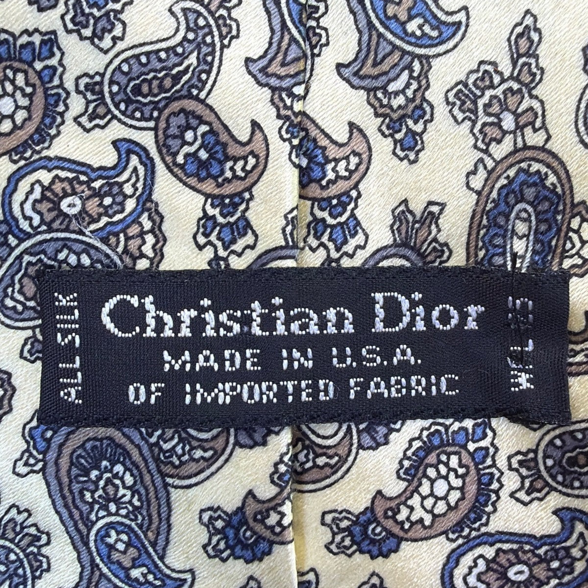 Christian Dior Mens White & Navy Silk Paisley Tie 57" Classic Pattern