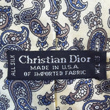 Christian Dior Mens White & Navy Silk Paisley Tie 57