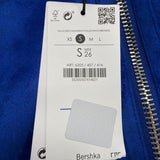 Bershka Womens Blue Faux Shearling Biker Jacket With Zipper Pockets Size S