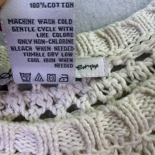 American Rag Womens Ivory Crochet Fringe Bell Sleeve Sweater 100% Cotton Sz M